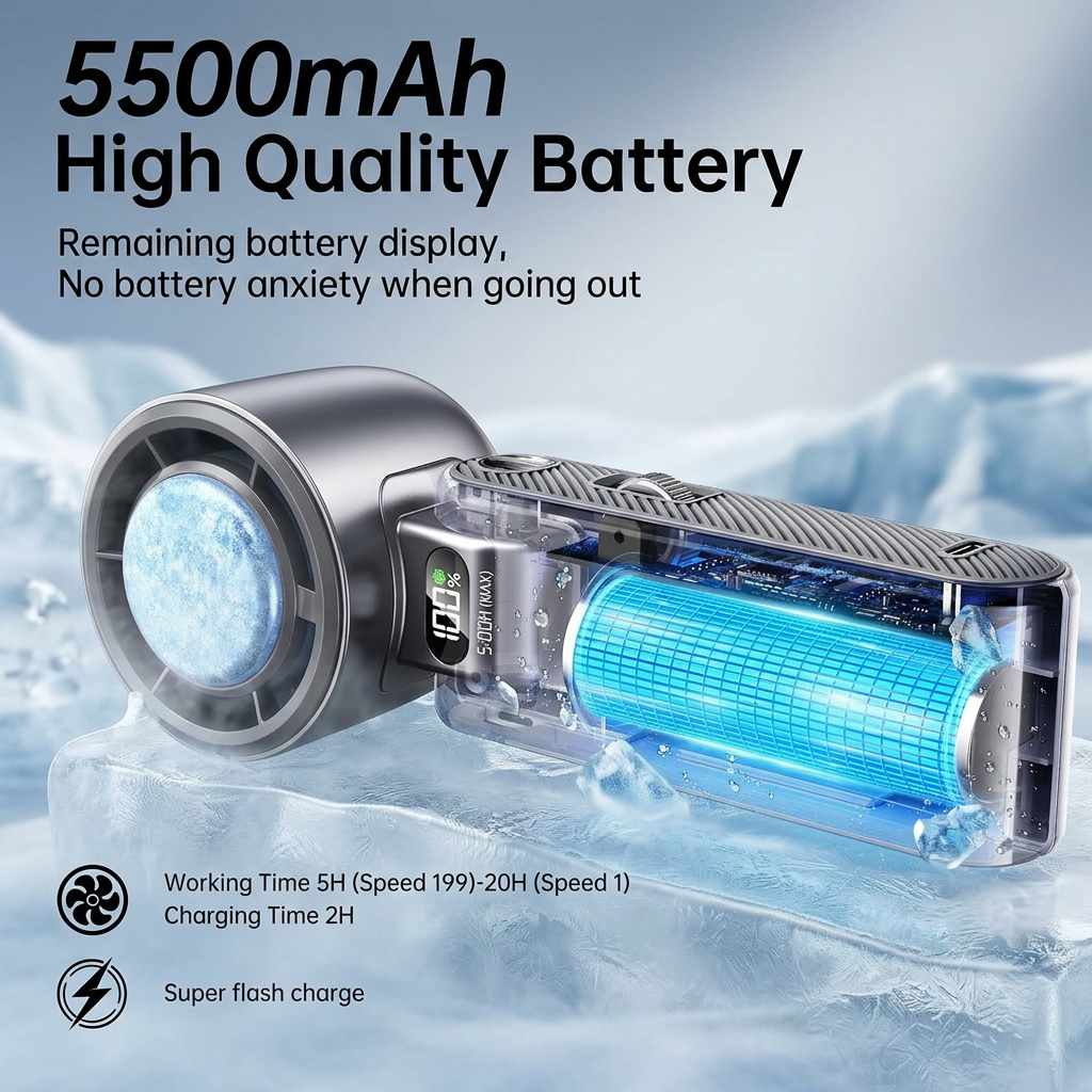 Handheld Turbo Cooling Fan - Powered by AI
